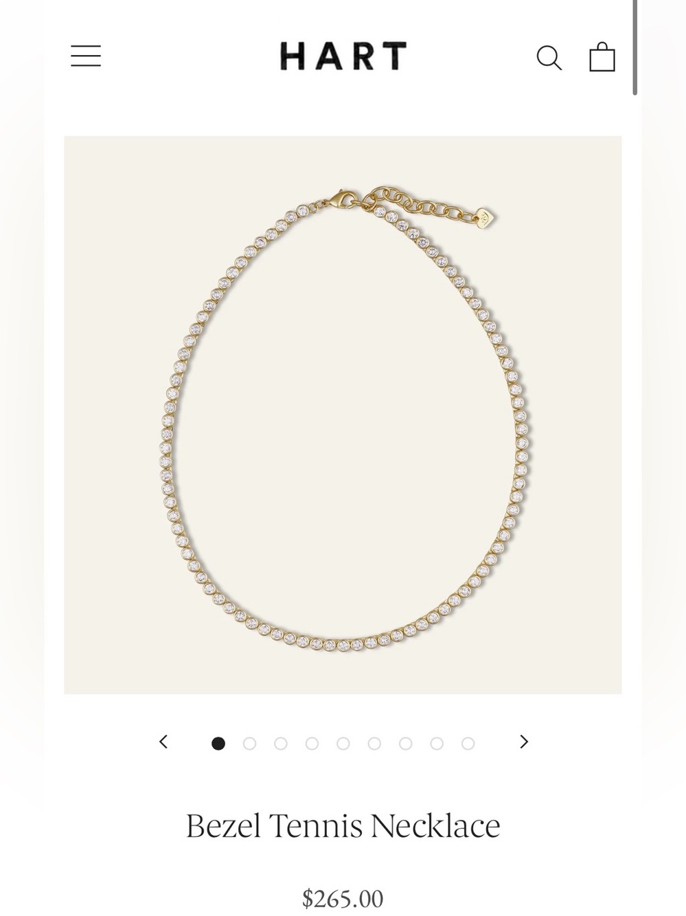 Hart Bezel Tennis Necklace, EUC